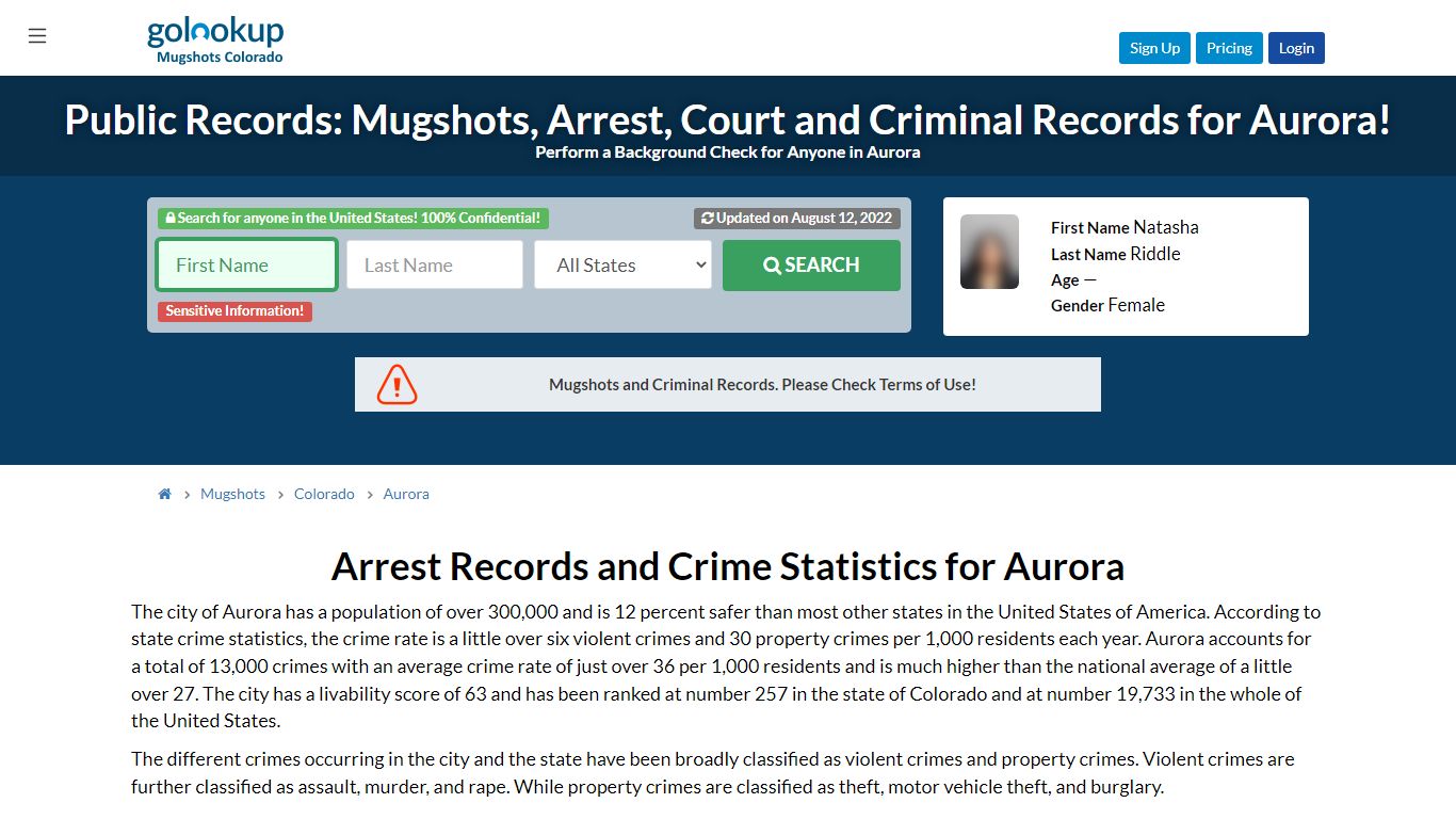 Mugshots Aurora, Arrest Records Aurora - GoLookUp